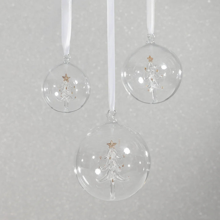 Clear Glass Ball Ornament with Tree Inside - 4.75"