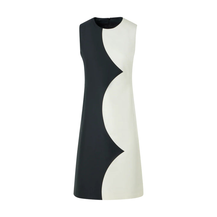 Cloud Print Sheath Dress in Black/Ecru