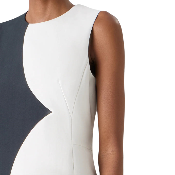 Cloud Print Sheath Dress in Black/Ecru