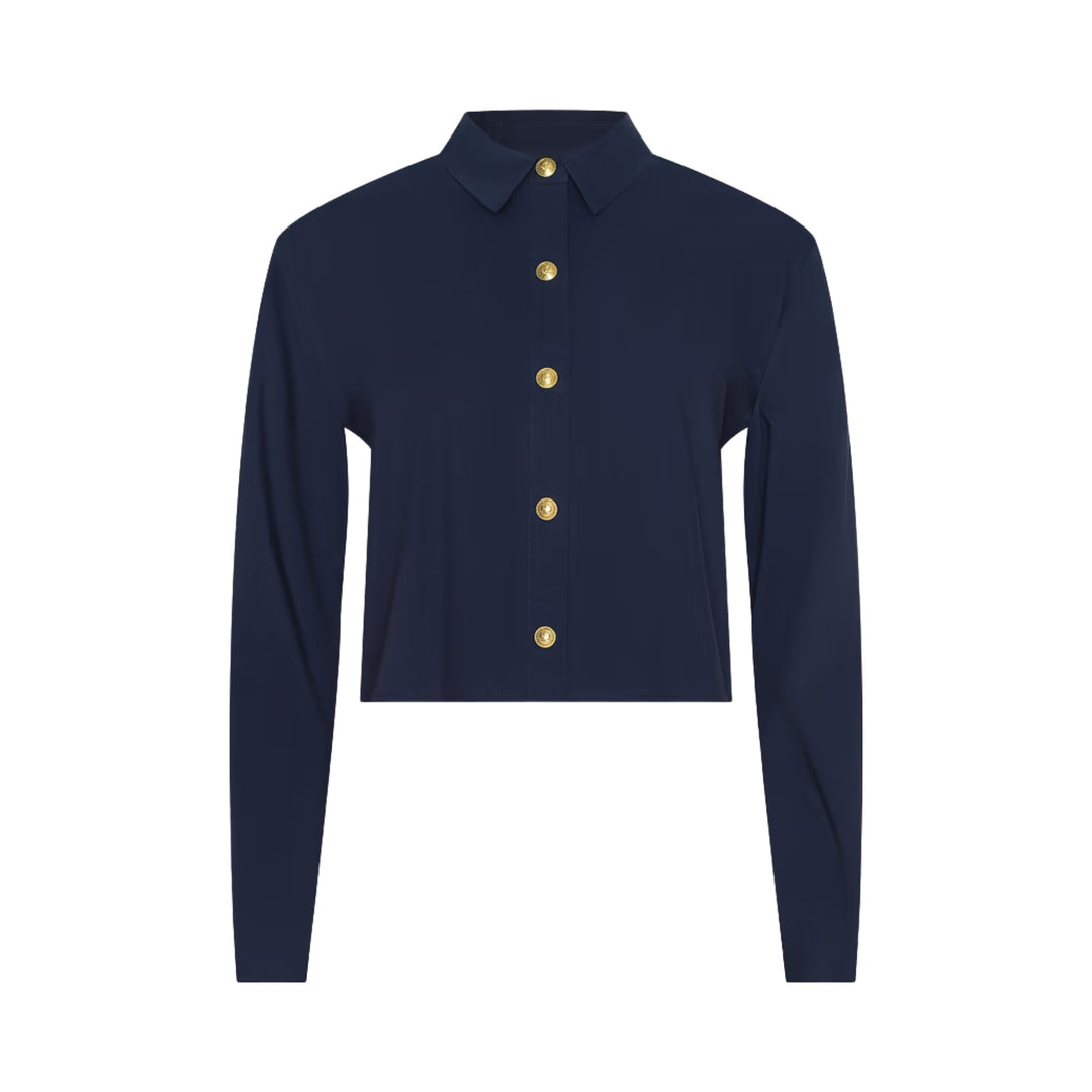 Cosette Crop Hi Low Shirt in Midnight Mt Besarbian
