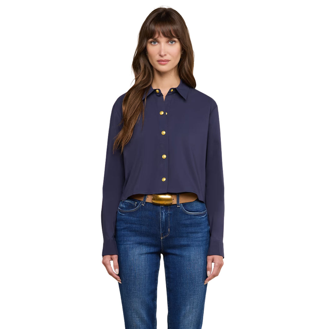 Cosette Crop Hi Low Shirt in Midnight Mt Besarbian