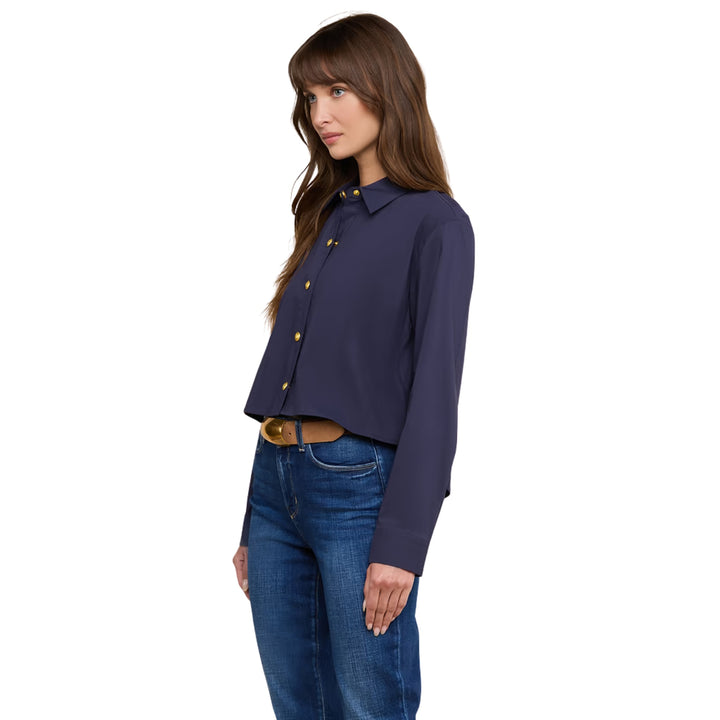 Cosette Crop Hi Low Shirt in Midnight Mt Besarbian