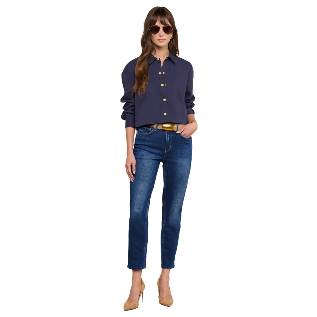 Cosette Crop Hi Low Shirt in Midnight Mt Besarbian