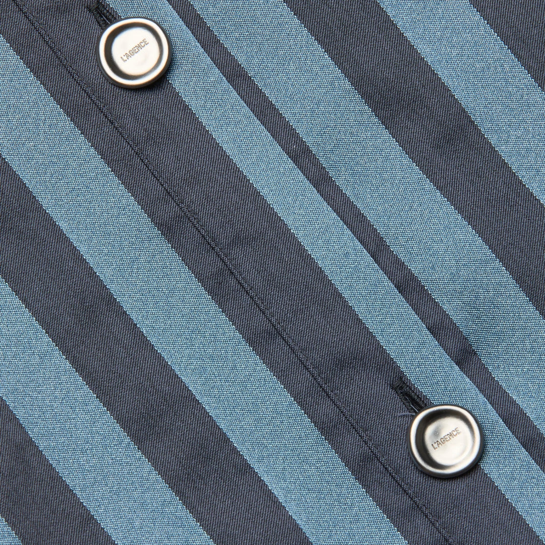 Cosette Crop Hi Low Shirt in Blue Multi Stripe