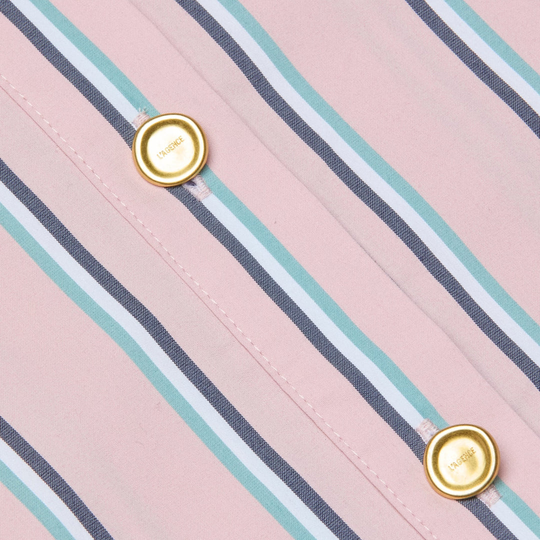 Cosette Crop Hi Low Shirt in Pale Rose Stripe