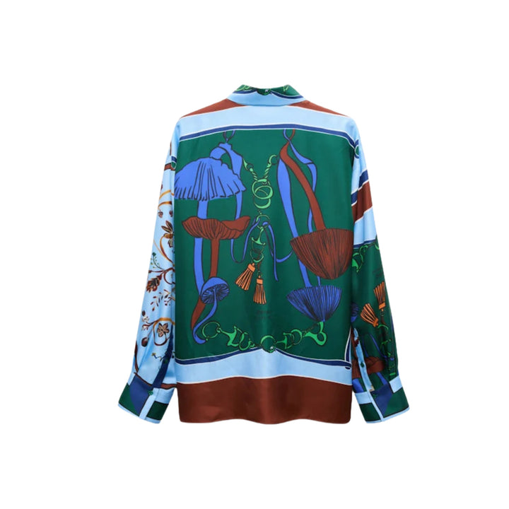 Cosmic Funghi Blouse in Colofrful Ribbin Stripe