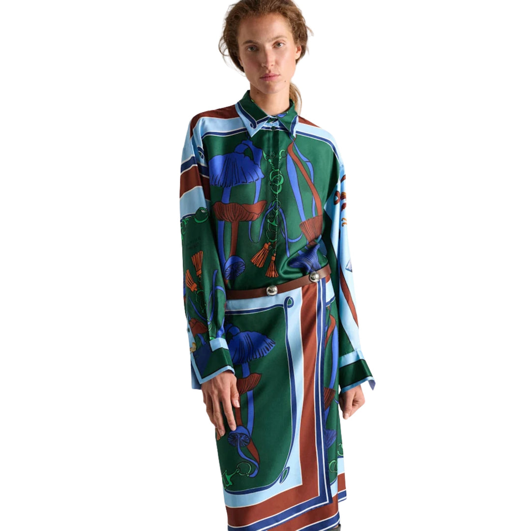 Cosmic Funghi Blouse in Colofrful Ribbin Stripe