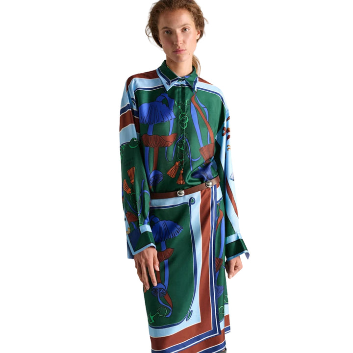 Cosmic Funghi Blouse in Colofrful Ribbin Stripe