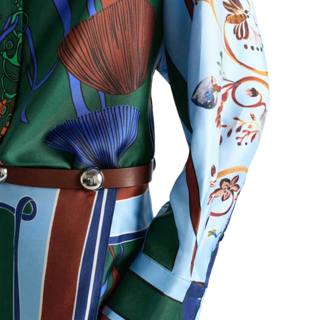 Cosmic Funghi Blouse in Colofrful Ribbin Stripe