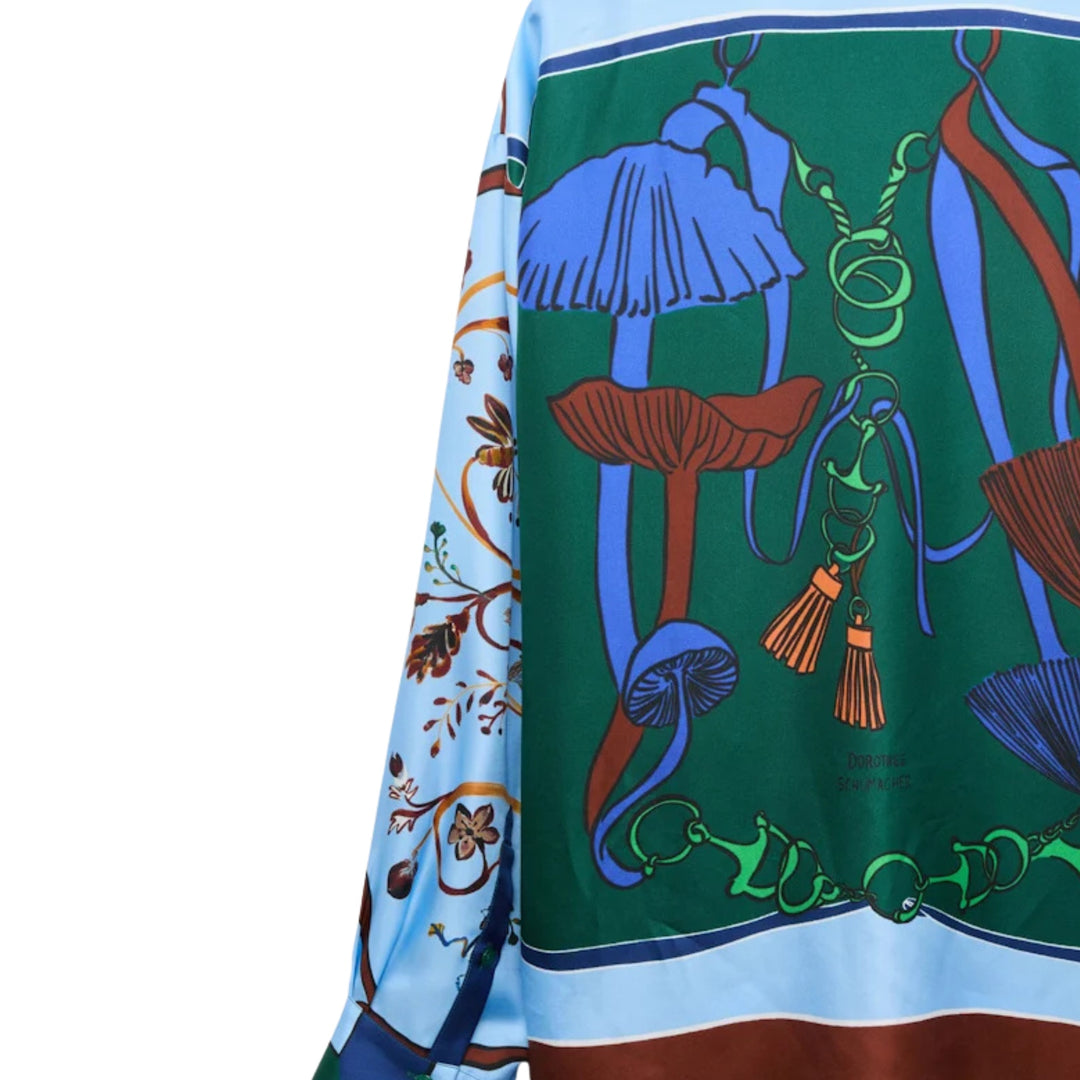 Cosmic Funghi Blouse in Colofrful Ribbin Stripe