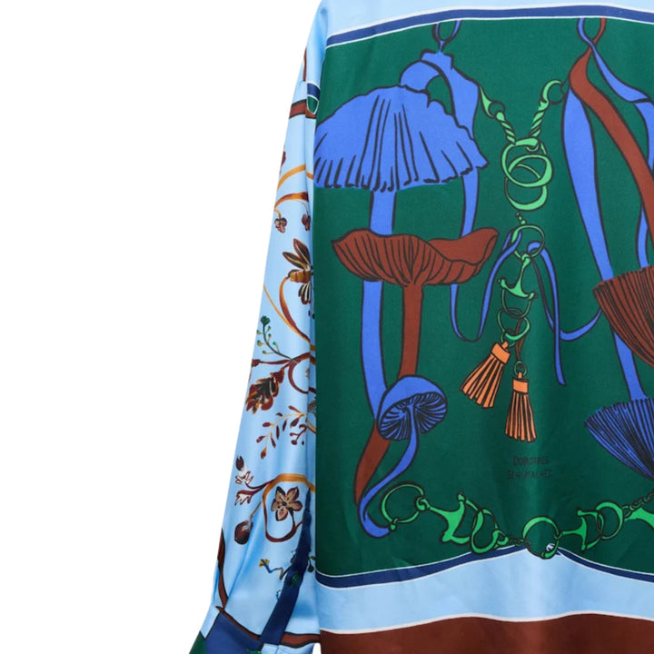 Cosmic Funghi Blouse in Colofrful Ribbin Stripe
