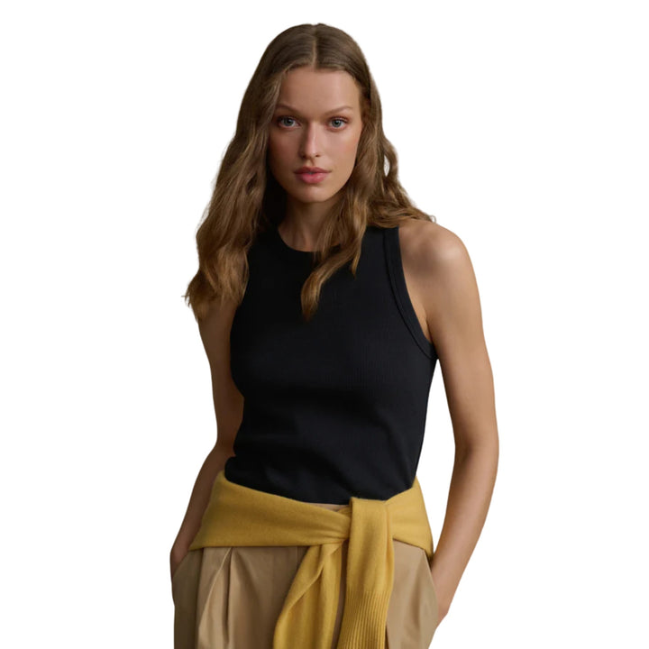 Cotton Rib Tank in Black