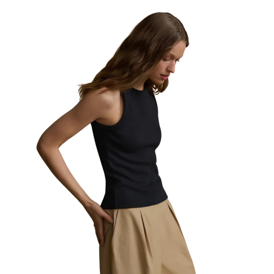 Cotton Rib Tank in Black