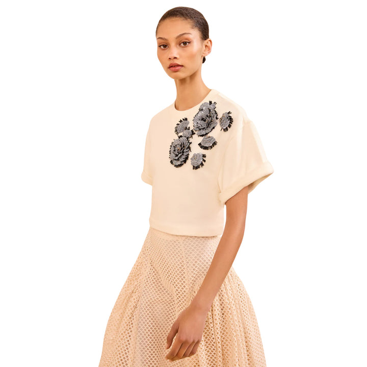 Cove Top With Embroidery in Creme
