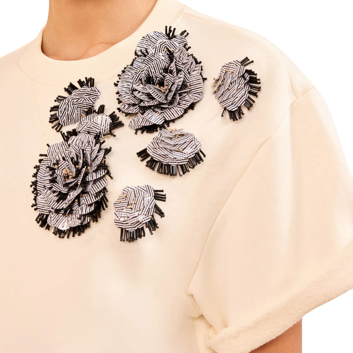 Cove Top With Embroidery in Creme