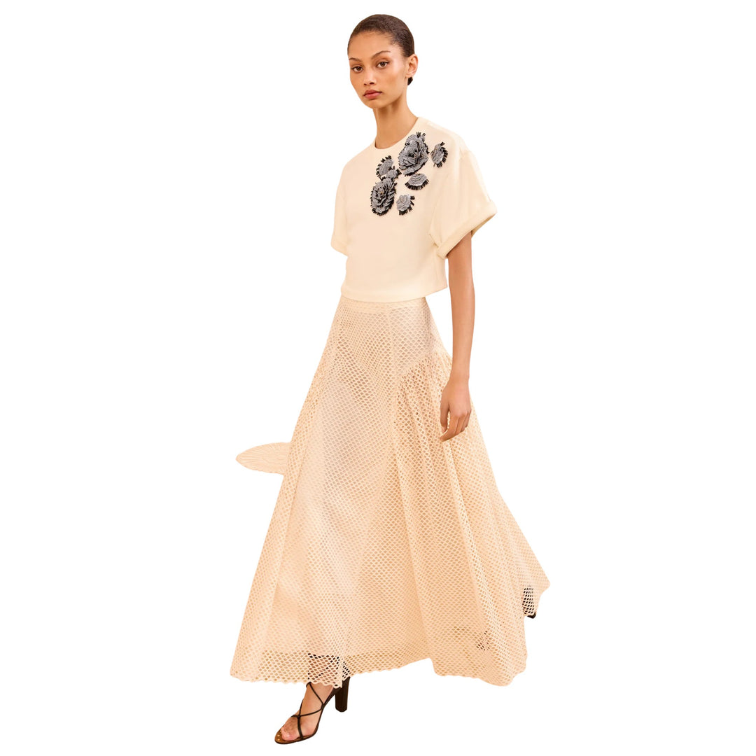 Cove Top With Embroidery in Creme