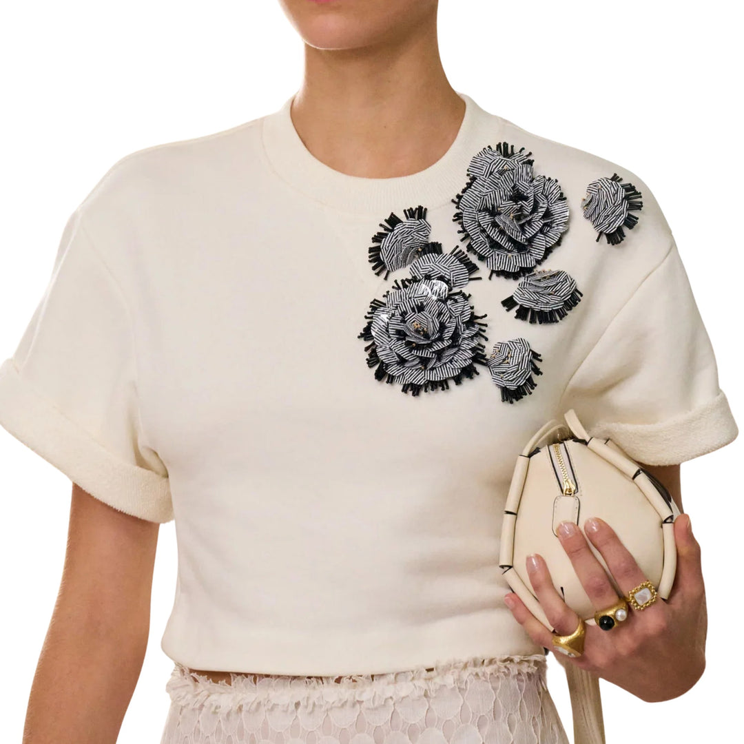 Cove Top With Embroidery in Creme