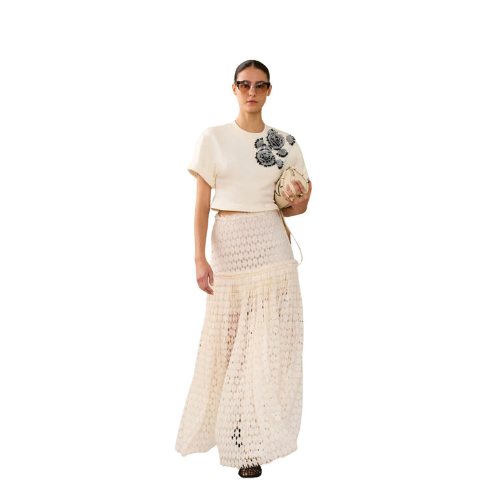 Cove Top With Embroidery in Creme