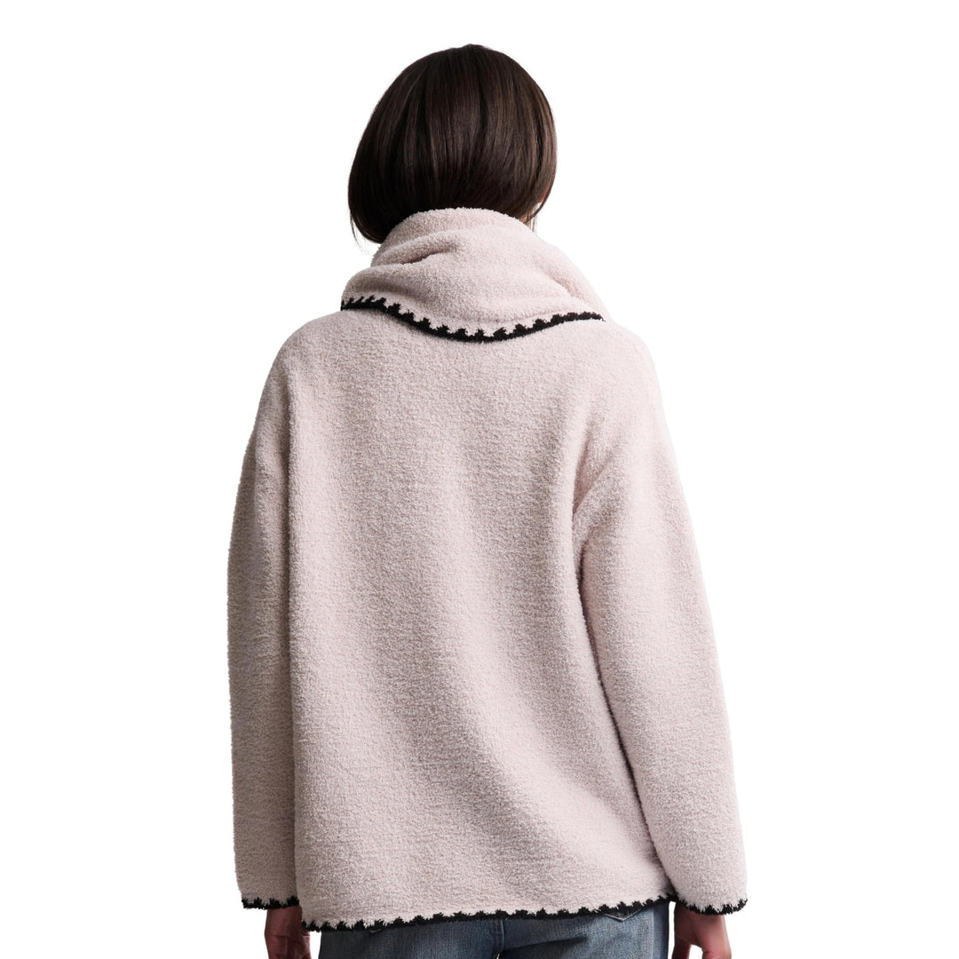 CozyChic Blanket Stitch Cardigan and Scarf, Stone