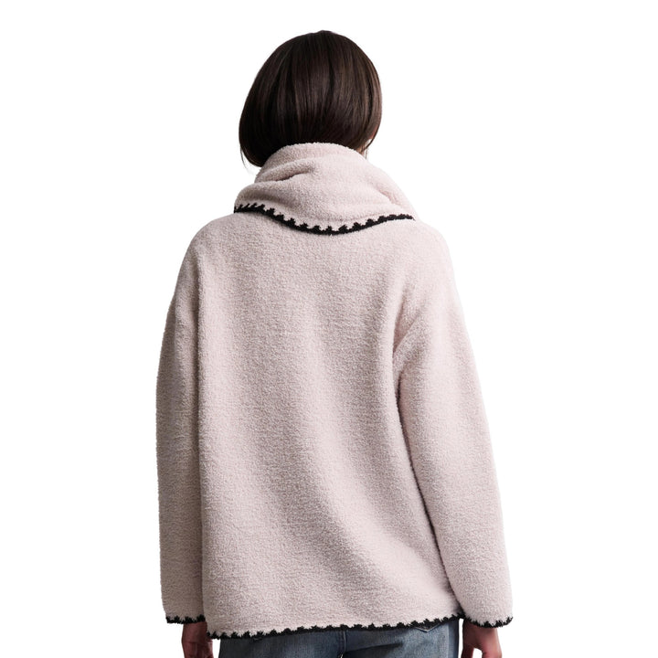 CozyChic Blanket Stitch Cardigan and Scarf, Stone