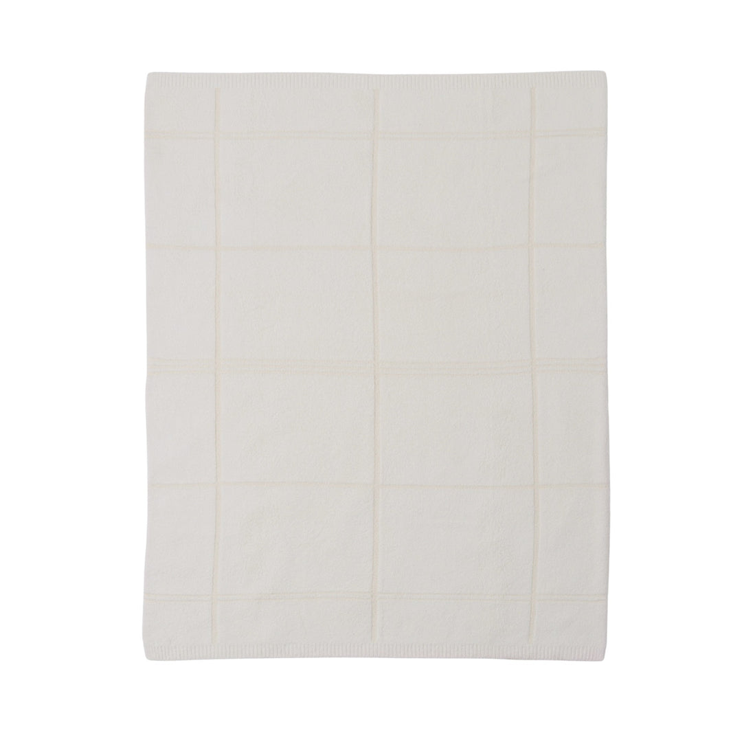 CozyChic Cotton Tonal Plaid Throw 54x72, Cream