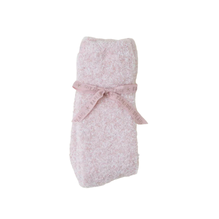 CozyChic Heathered Socks, Dusty Rose-White