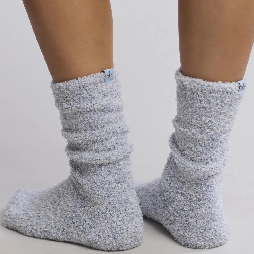 CozyChic Heathered Socks, Snow Drop-White