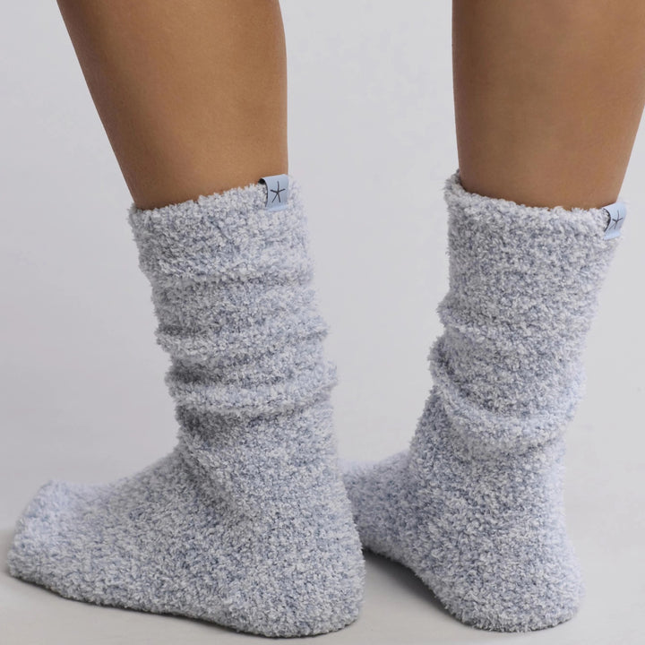 CozyChic Heathered Socks, Snow Drop-White