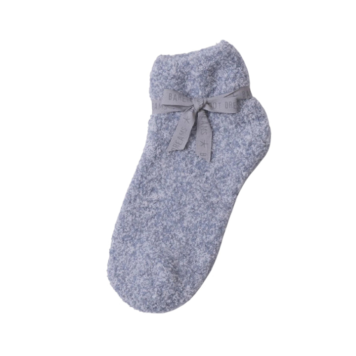 CozyChic Heathered Tennis Socks, Snow Drop-White