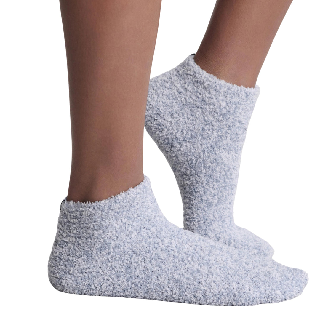 CozyChic Heathered Tennis Socks, Snow Drop-White