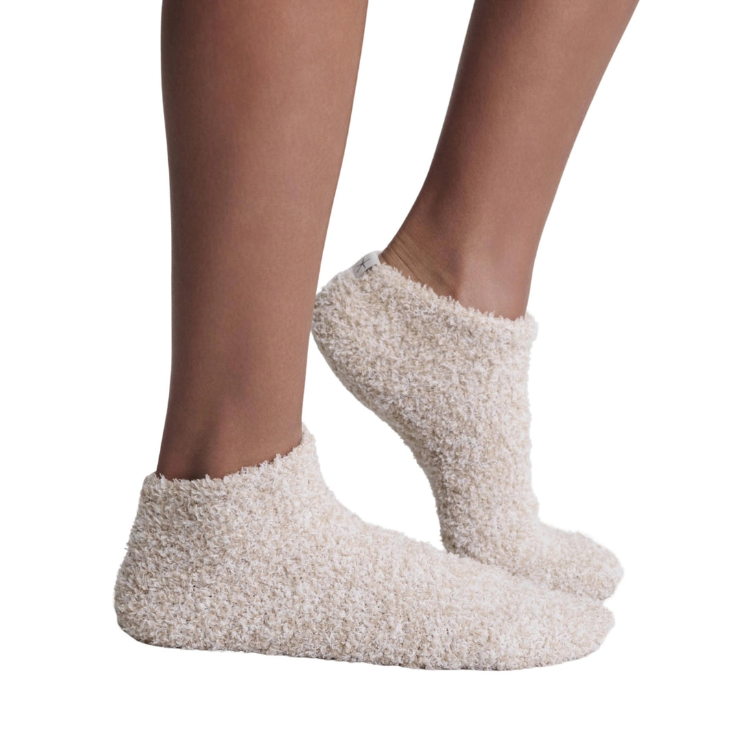 CozyChic Heathered Tennis Socks, Stone-White