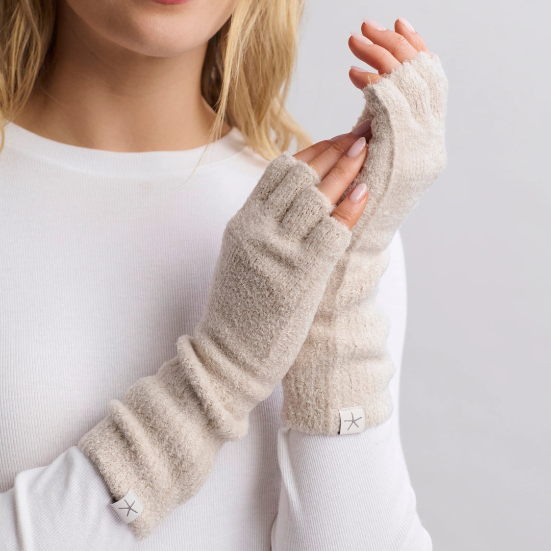 CozyChic Lite Fingerless Gloves, Stone
