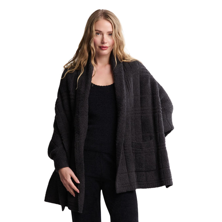 CozyChic Tonal Plaid Blanket Wrap, Carbon