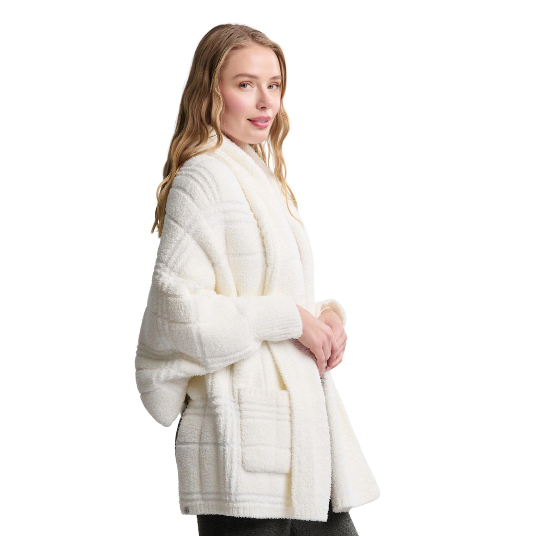 CozyChic Tonal Plaid Blanket Wrap, Pearl
