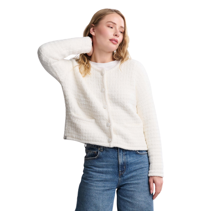 CozyChic Textured Button Front Cardigan