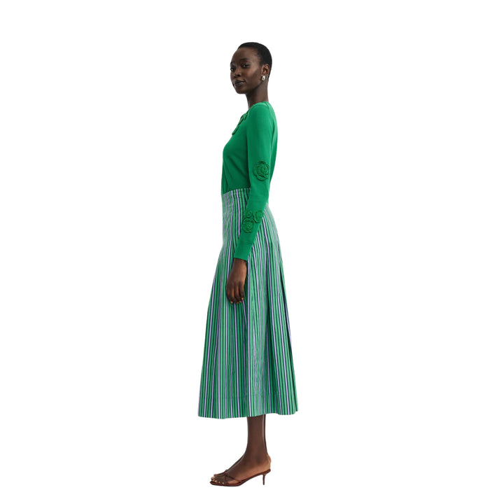 Crochet Applique Knit Cardigan in Fern
