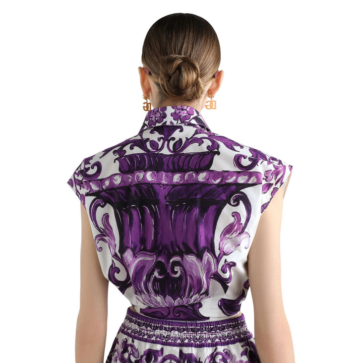 Crop Shirt in Majolica Viola