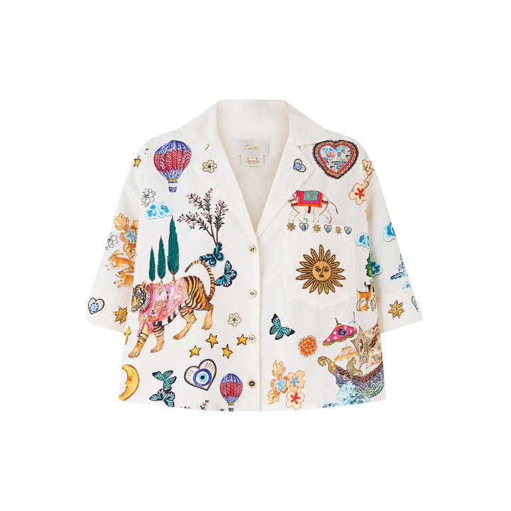 Cropped Camp Collar Blouse