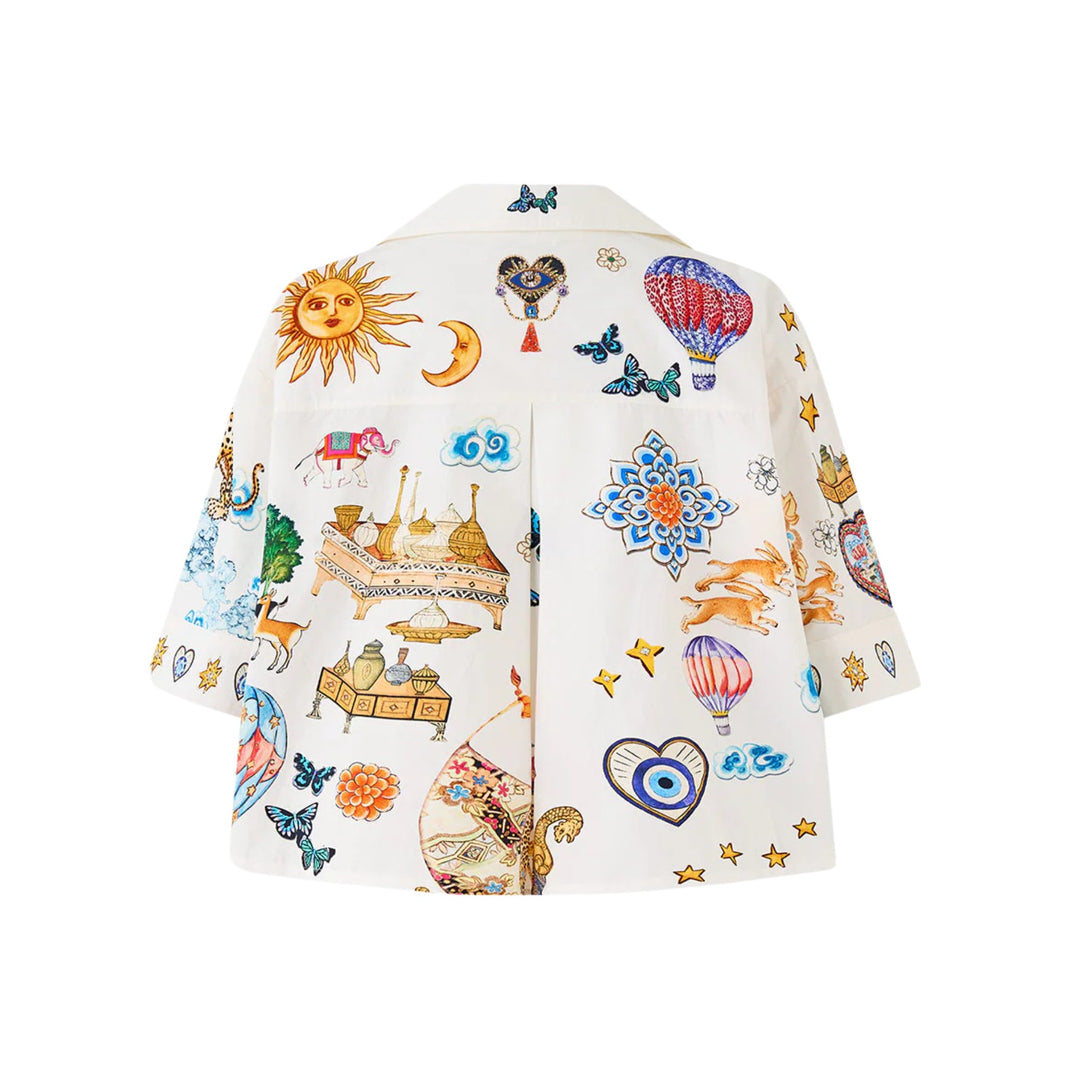 Cropped Camp Collar Blouse