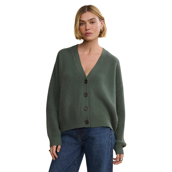 Cropped Cashmere Cocoon Cardigan, Pine