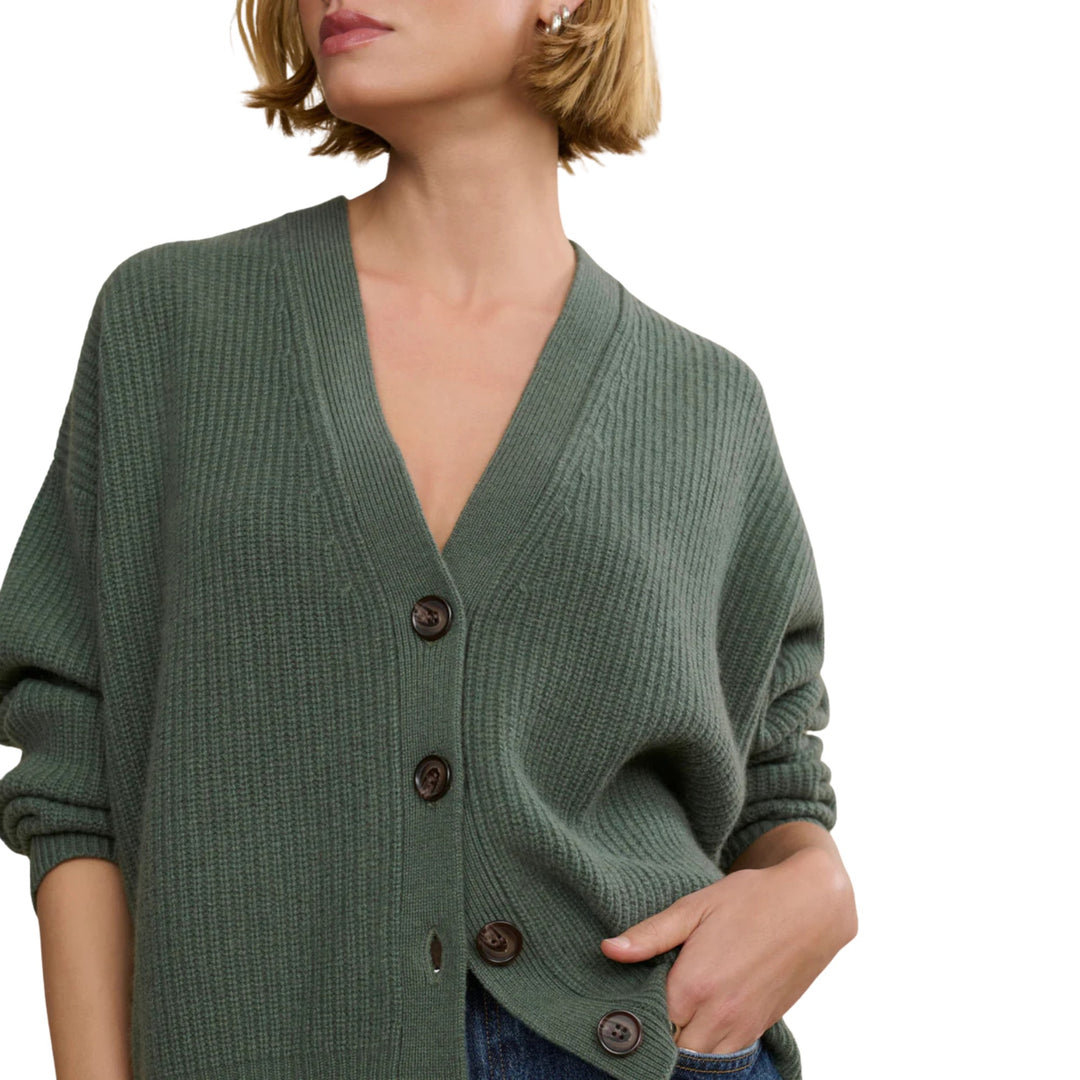 Cropped Cashmere Cocoon Cardigan, Pine
