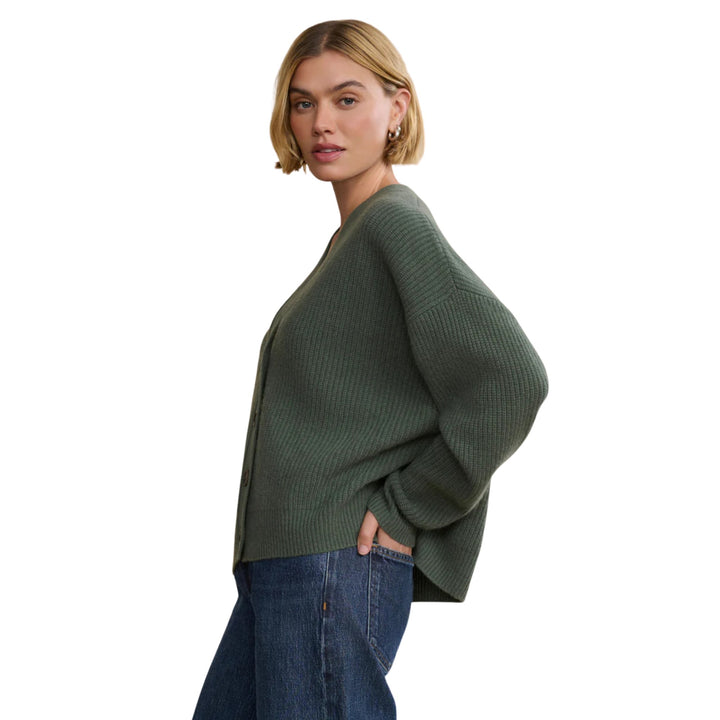 Cropped Cashmere Cocoon Cardigan, Pine