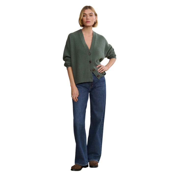 Cropped Cashmere Cocoon Cardigan, Pine
