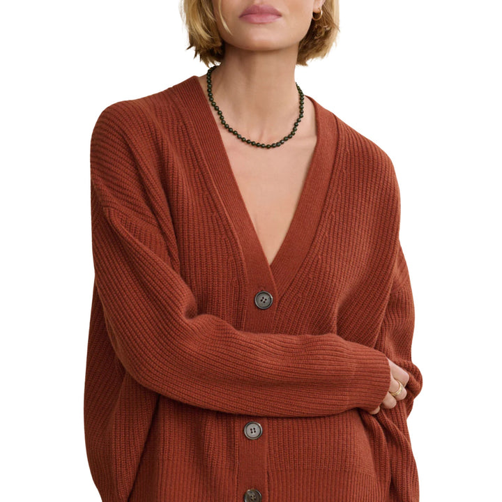 Cropped Cashmere Cocoon Cardigan, Rust