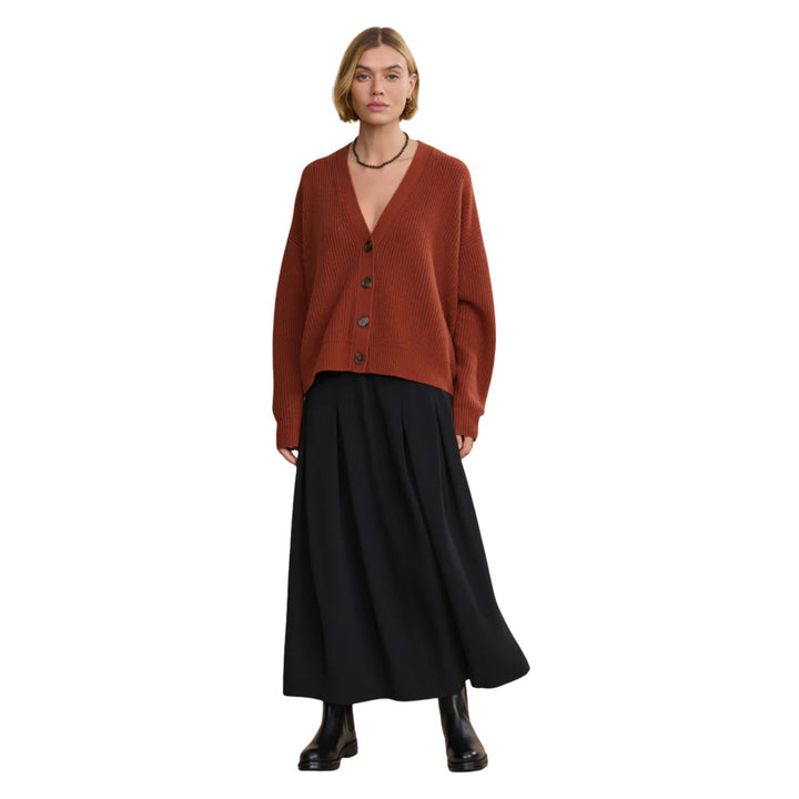 Cropped Cashmere Cocoon Cardigan, Rust