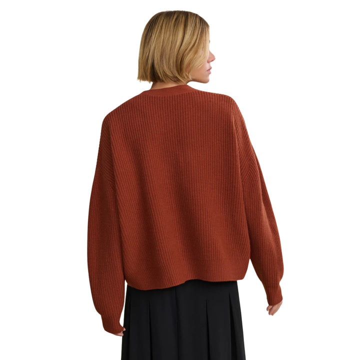 Cropped Cashmere Cocoon Cardigan, Rust