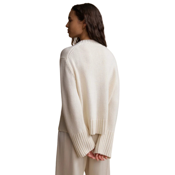 Cropped Cashmere Jet V-Neck in Ivory