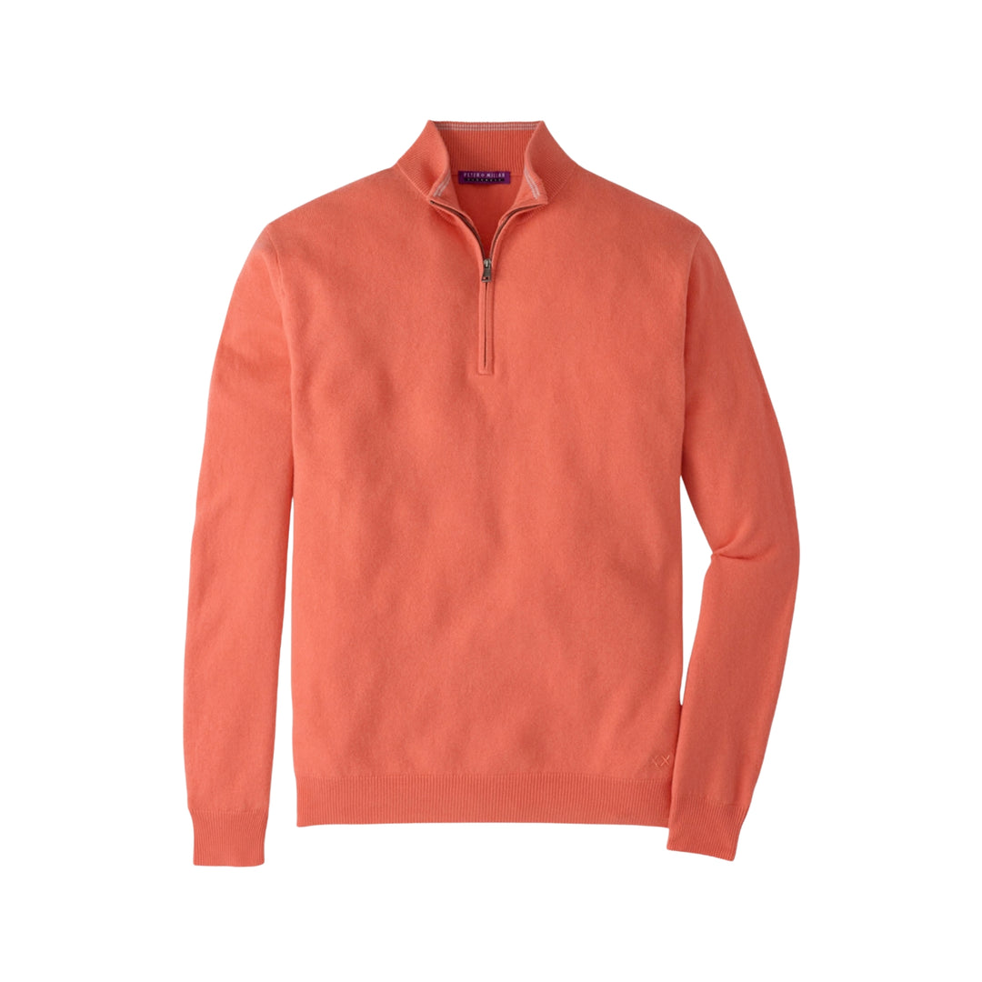 Crown Anniversary Cashmere Quarter Zip Sweater, Coral