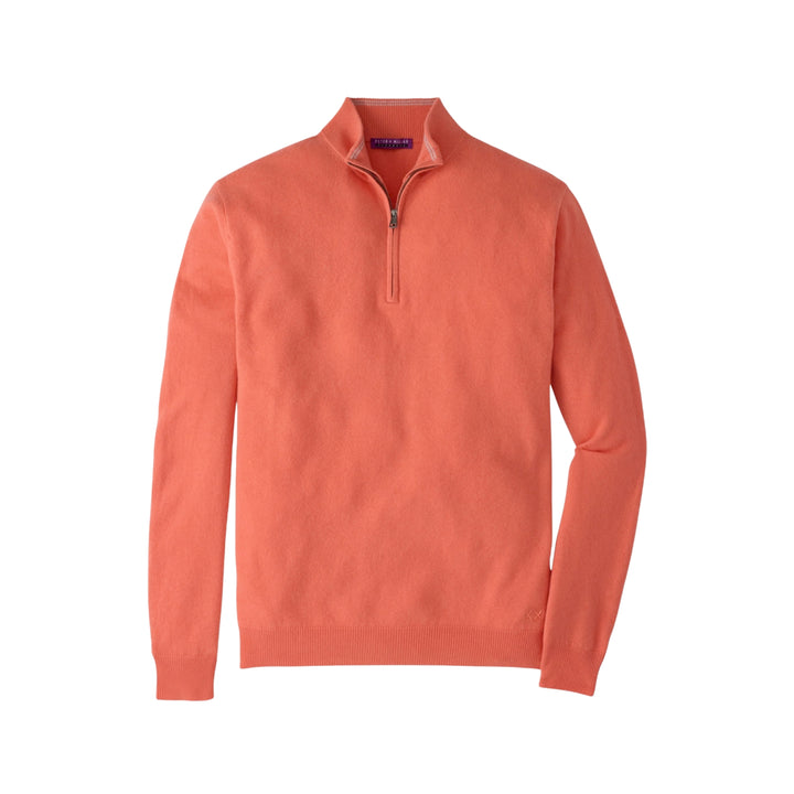 Crown Anniversary Cashmere Quarter Zip Sweater, Coral