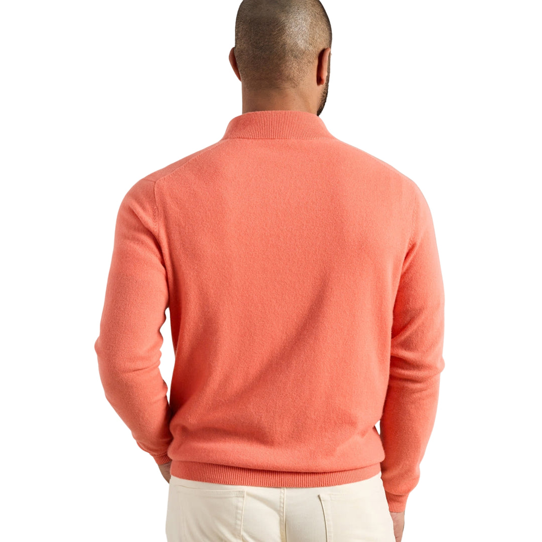 Crown Anniversary Cashmere Quarter Zip Sweater, Coral